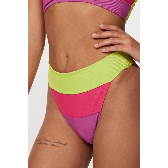 NEW BEACH RIOT alexis bottom in lime punch colorblock - Picture 1 of 2